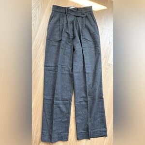 & Other Stories Charcoal Wool Pleated Tailored Pants